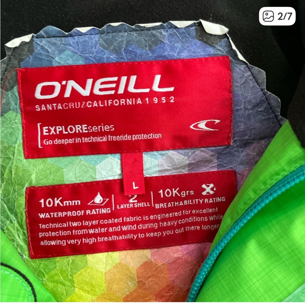 O'Neill Bright Green Ski Jacket - Picture 7 of 10